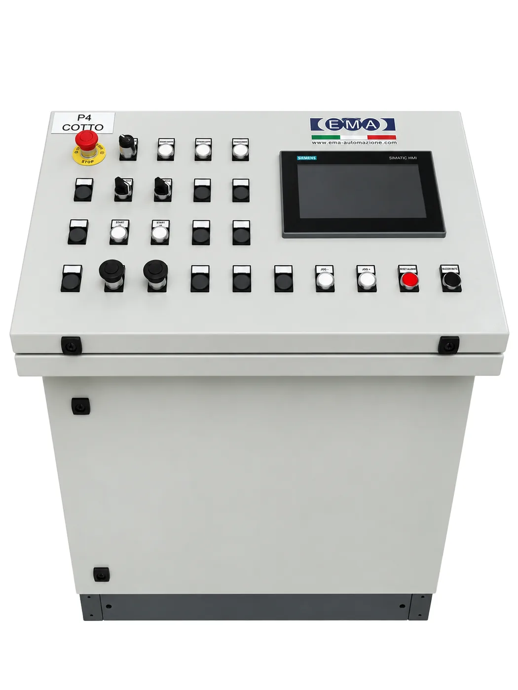 Pulpito operatore EMA con pannello HMI Siemens SIMATIC e pulsantiera di comando
